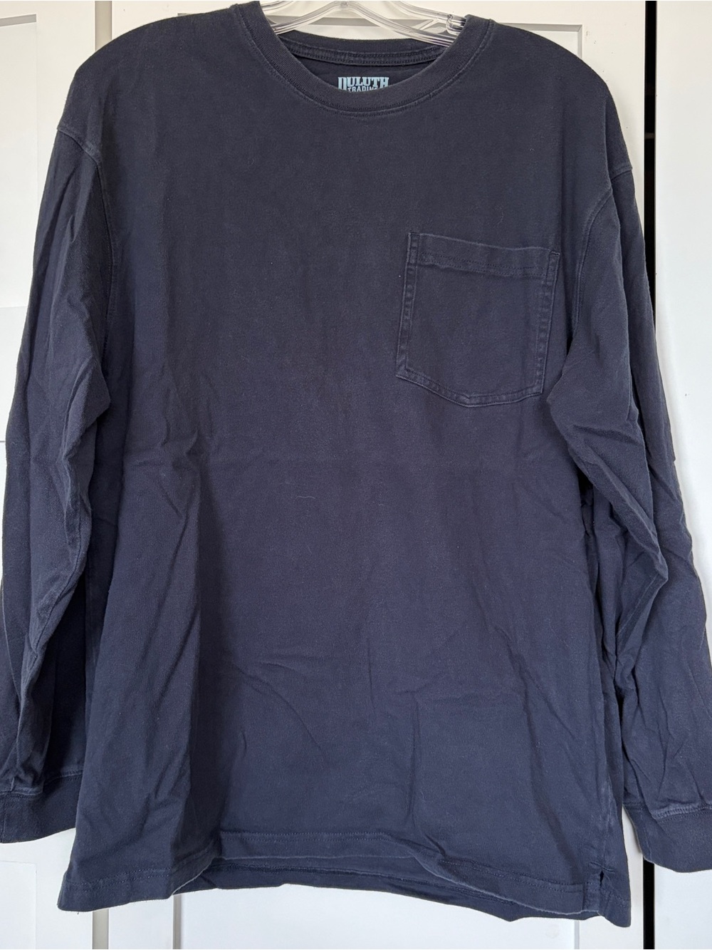 Men's Duluth Trading Navy Long-Sleeve Crewneck Shirt